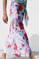 PRINTED SATIN EFFECT MIDI SKIRT