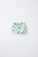 2-6 YEARS/ANIMAL AND PALM TREE PRINT REGULAR SWIM SHORTS