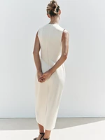 BELTED CREPE MIDI DRESS