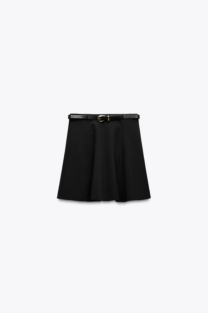 MINI-JUPE EN CRÊPE AVEC CEINTURE