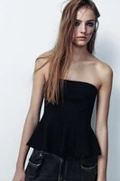 TOP BUSTIER PÉPLUM EFFET SUÉDINE