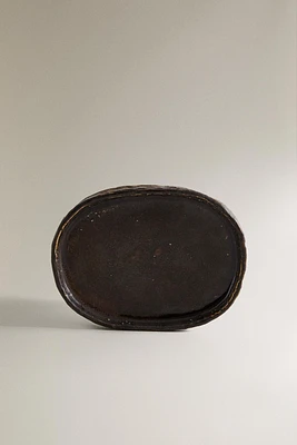 TEXTURED CERAMIC BATHROOM SOAP DISH
