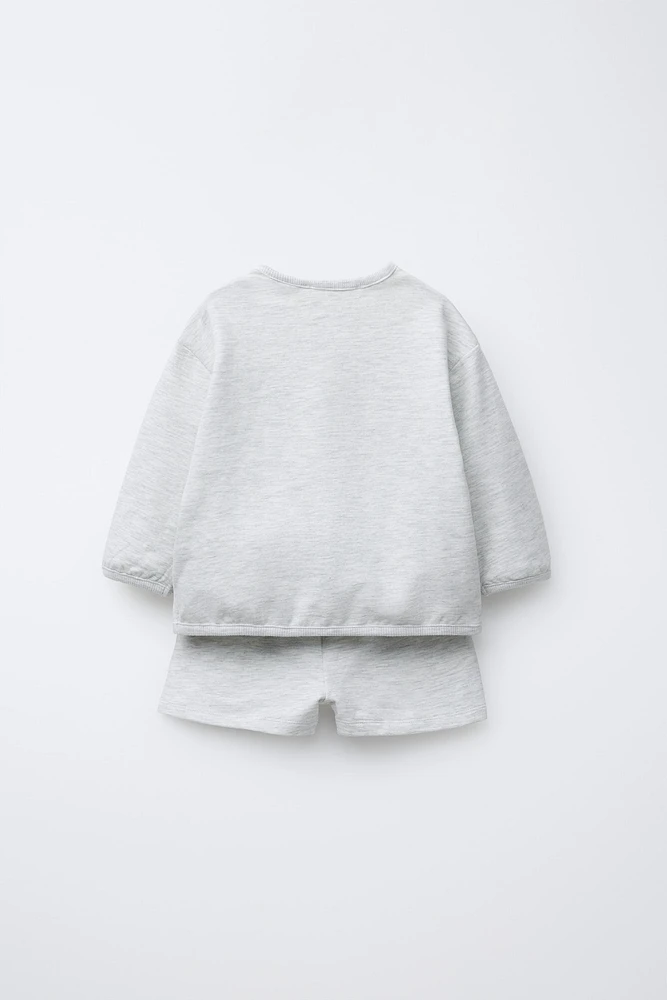 ENSEMBLE SWEAT-SHIRT ET BERMUDA PIÈCE POMME