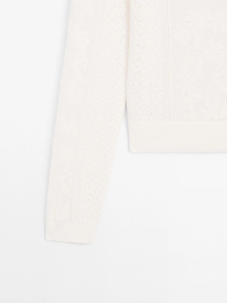 Cutwork lace sweater