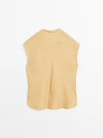 100% linen flowing blouse with open neck