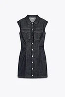 Z1975 DRAPED MINI DENIM DRESS