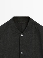 Double-layer wool blend bomber jacket