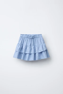 LINEN-BLEND SKORT WITH RUFFLES