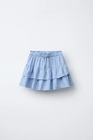 JUPE-SHORT EN LIN À VOLANTS