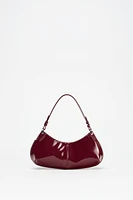 FAUX PATENT LEATHER FINISH SHOULDER BAG