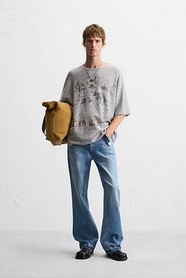 T-SHIRT EN MAILLE IMPRIMÉ DÉLAVÉ