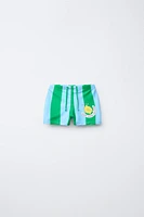 3-6 YEARS/STRIPED LEMON SWIM TRUNKS