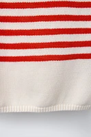 HEART PATCH STRIPE KNIT TOP