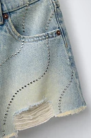 SHORT EN DENIM DÉCHIRÉ ET BRILLANT