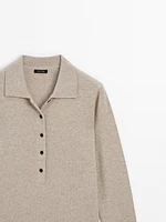 100% cashmere knit polo sweater