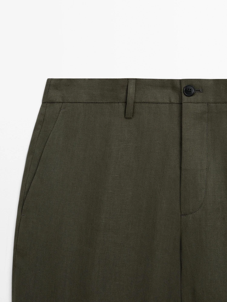 100% linen regular fit trousers