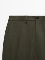 100% linen regular fit trousers