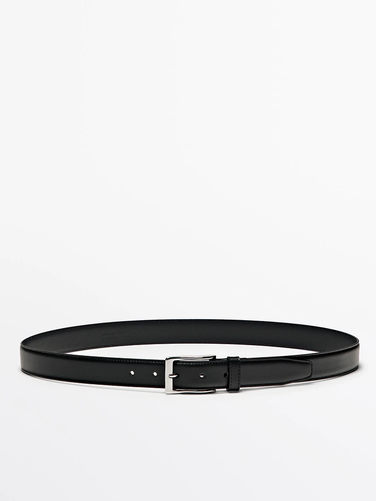 Smart nappa leather belt with topstitching