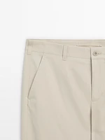 Cotton blend slim fit trousers