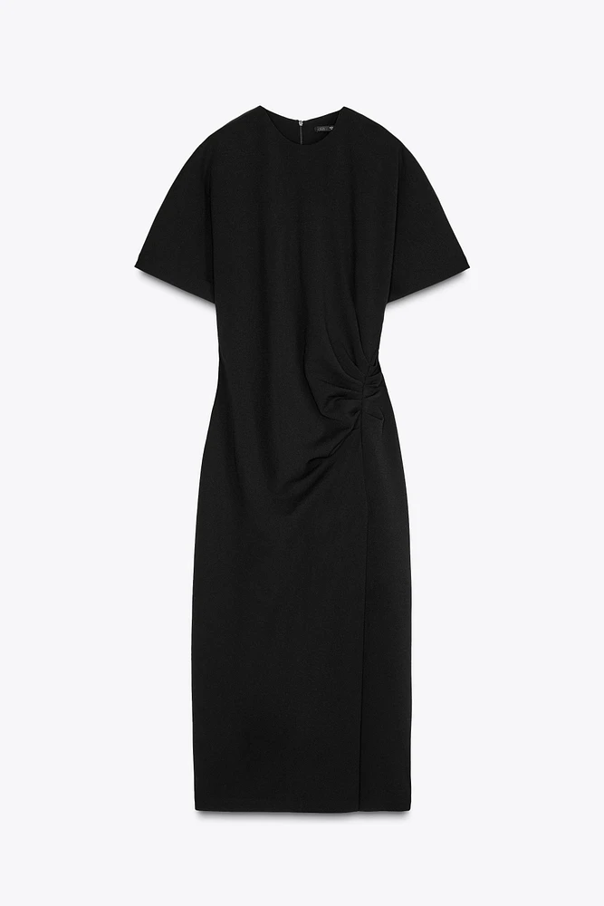 RUCHED MIDI DRESS