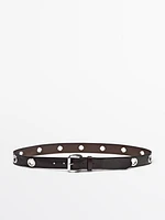 Leather belt with studs