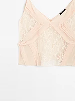Semi-sheer lace camisole top