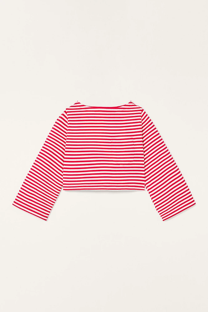 T-SHIRT COURT À RAYURES ET POCHE ÉDITION LIMITÉE