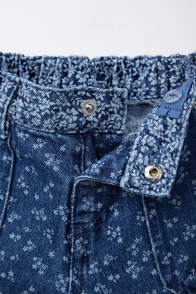 JUPE-CULOTTE EN JEAN À FLEURS