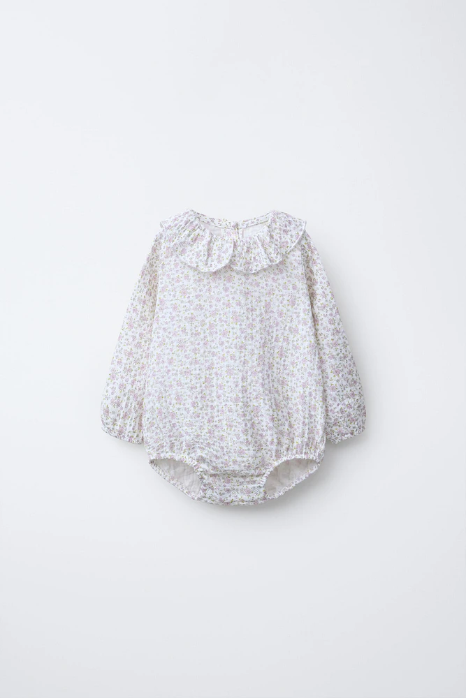 FLORAL DOTTED MESH BODYSUIT