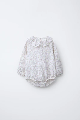 FLORAL DOTTED MESH BODYSUIT