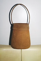 LEATHER BRAIDED MAXI BUCKET BAG