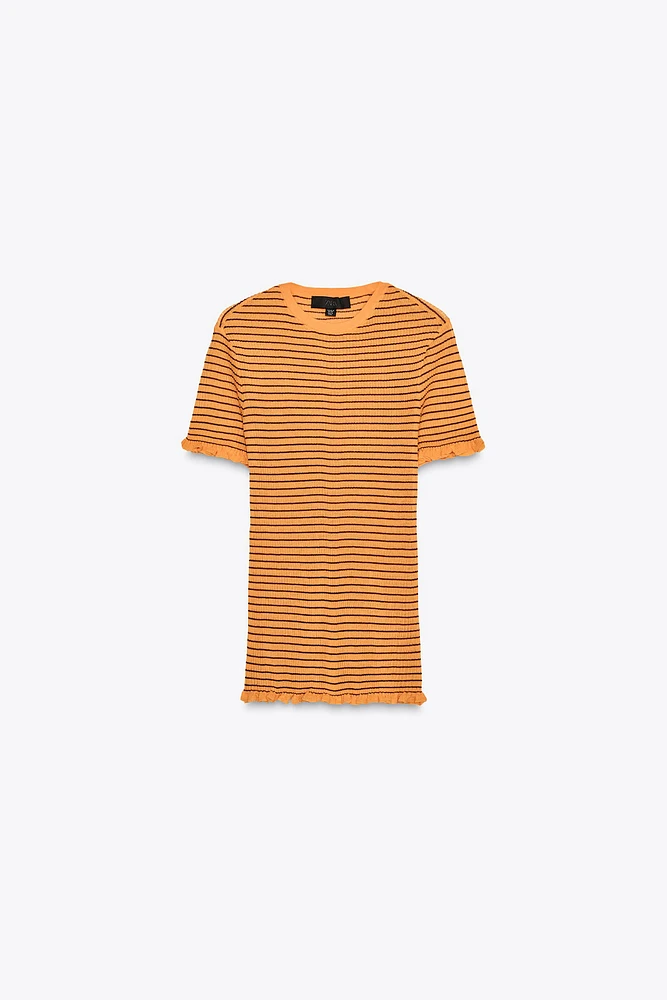STRIPED RIB KNIT TOP
