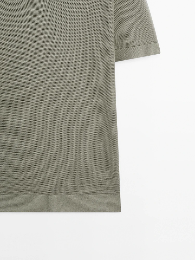 100% cotton knit polo collar sweater