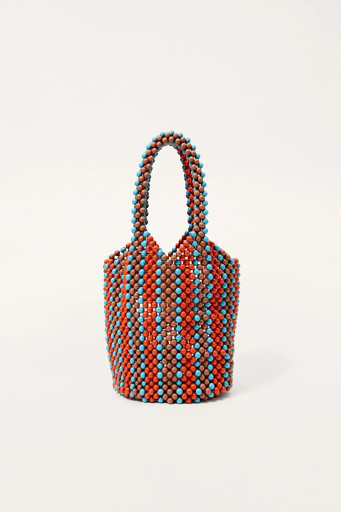 STRIPED BEADED BUCKET BAG - LIMITED EDITION