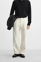 RELAXED FIT PLEATED PANTS