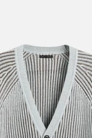 CONTRAST RIBBED CARDIGAN