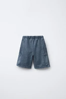 WASHED EFFECT ZIP POCKET SHORTS