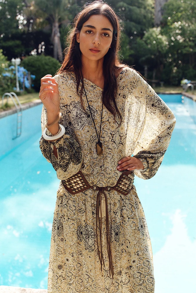 BLOUSE IMPRIMÉE FIL MÉTALLISÉ