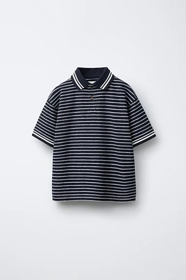STRIPED TEXTURED POLO SHIRT