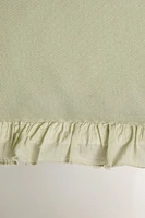 TEXTURED THROW PILLOW COVER WITH RUFFLE TRIM