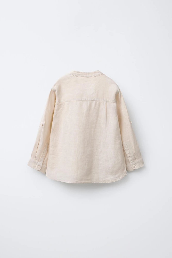CHEMISE 100 % LIN À COL MAO
