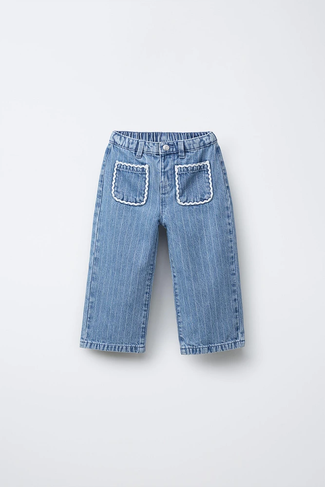 STRIPED CULOTTE JEANS