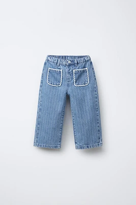 JUPE-CULOTTE EN JEAN À RAYURES