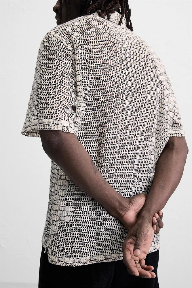 OPEN-WEAVE TEXTURED SHIRT