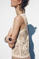 SLEEVELESS CROCHET TOP