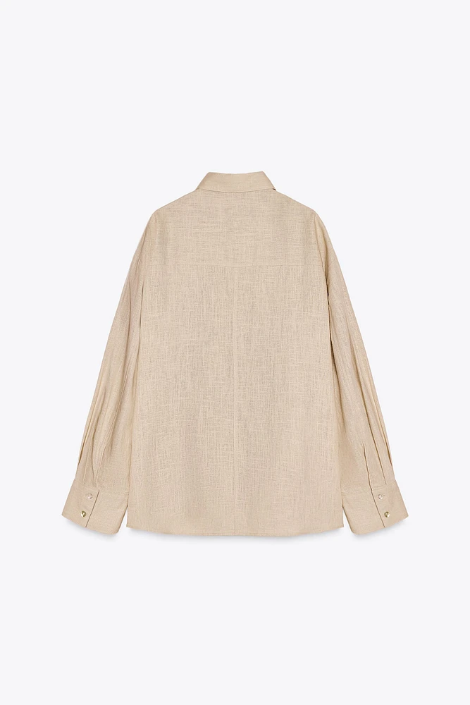 OVERSIZED LINEN BLEND SHIRT