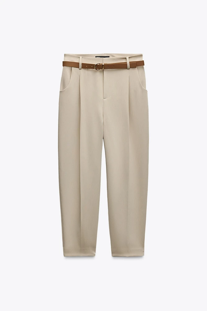 PLEATED BELTED PANTS