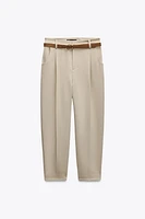 PLEATED BELTED PANTS