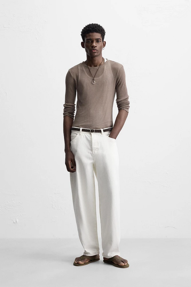 SEMI-SHEER RIBBED T-SHIRT