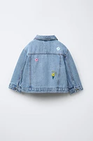 VESTE EN DENIM FLEURS BRODÉES